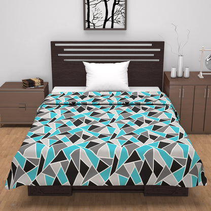 Triangle Blue 144 TC 100% Cotton Summer AC Dohar for Single Bed