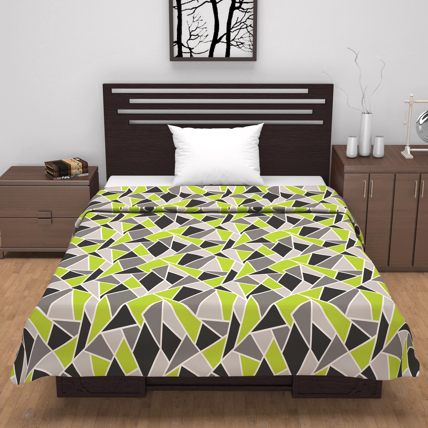 Triangle Green 144 TC 100% Cotton Summer AC Dohar for Single Bed