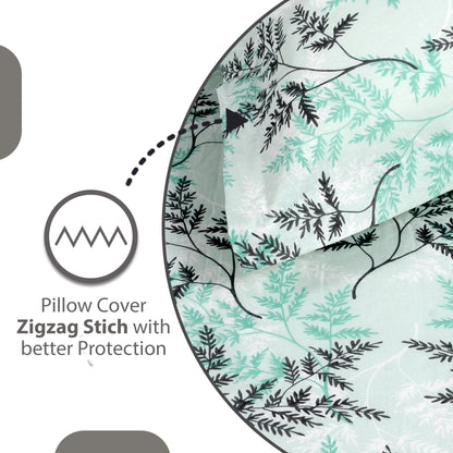 Lady Fern Floral 100% Cotton Bedsheet for Single Bed - Green