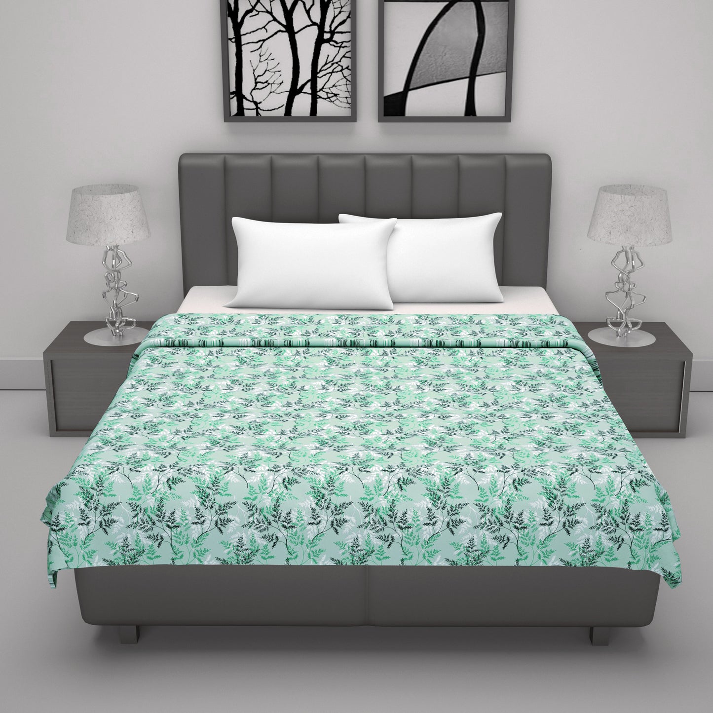 Lady Fern Floral 144 TC 100% Cotton Cozy and Lightweight Double Bed Dohar