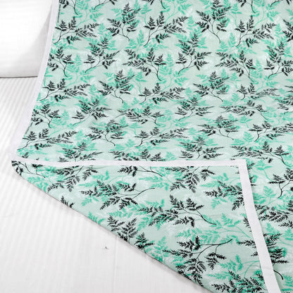Lady Fern Aqua Mist Floral Dohar For Single Bed – 144 TC Pure Cotton