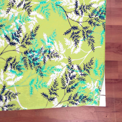 Lady Fern Floral Lime Green Elastic Fitted Bedsheet For Single Bed