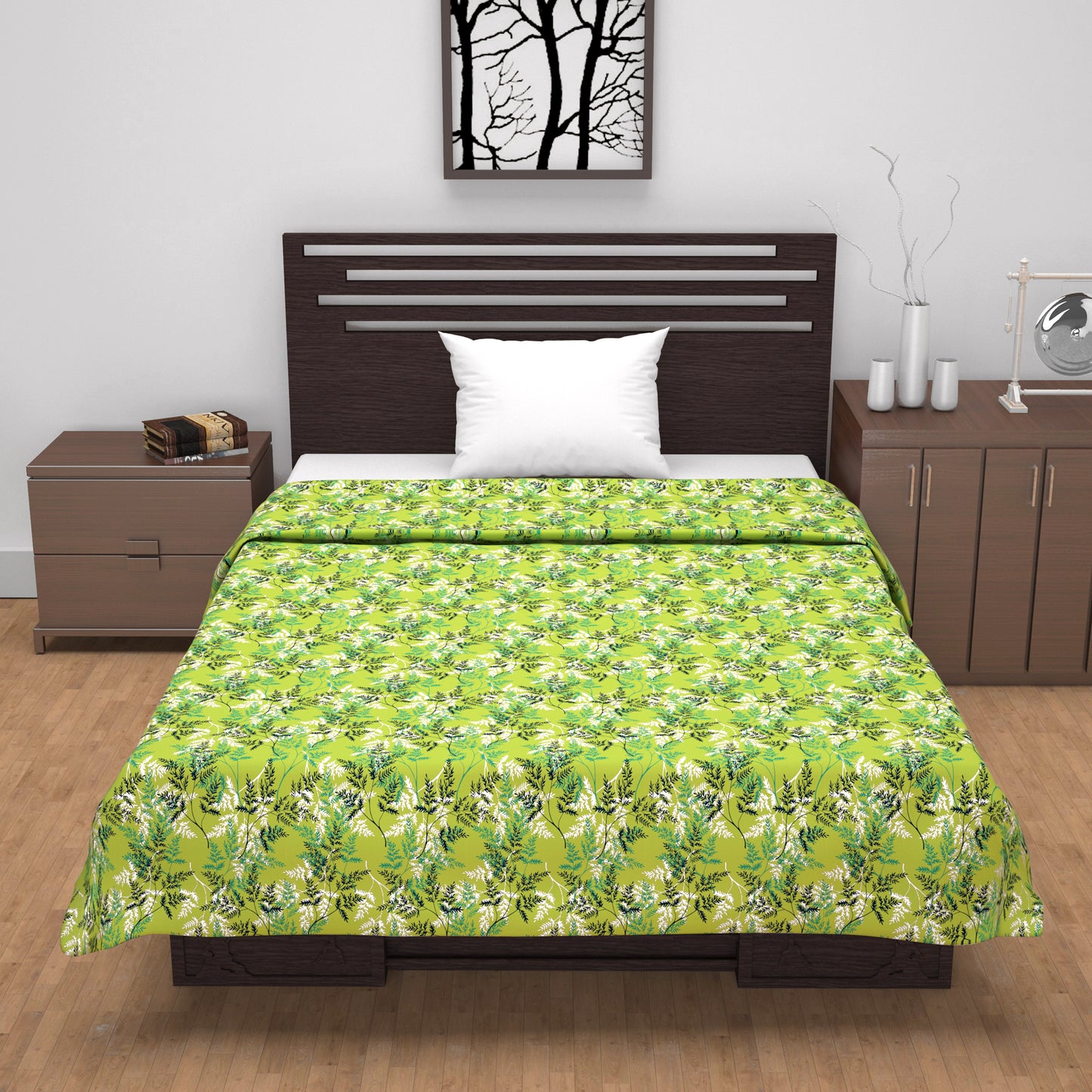 Lime Breeze Floral Single Bed Dohar – 120 GSM Cotton