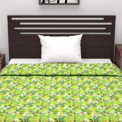 Lady Fern Lime Green Floral Single Cotton Dohar – 144 TC Cotton