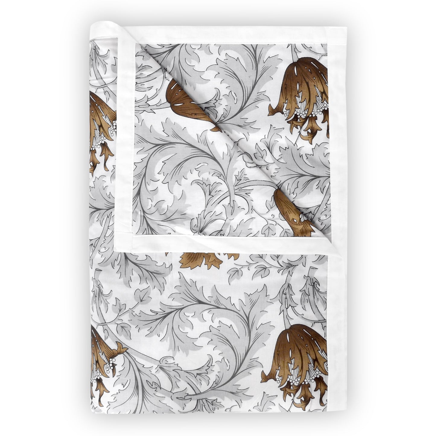 Tulip Floral Grey and Brown Silky Touch Dohar for Single Bed