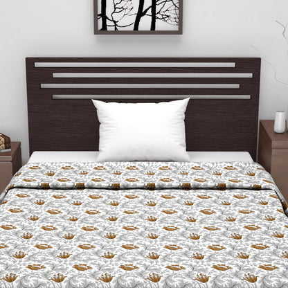 Tulip Floral Grey and Brown Silky Touch Dohar for Single Bed