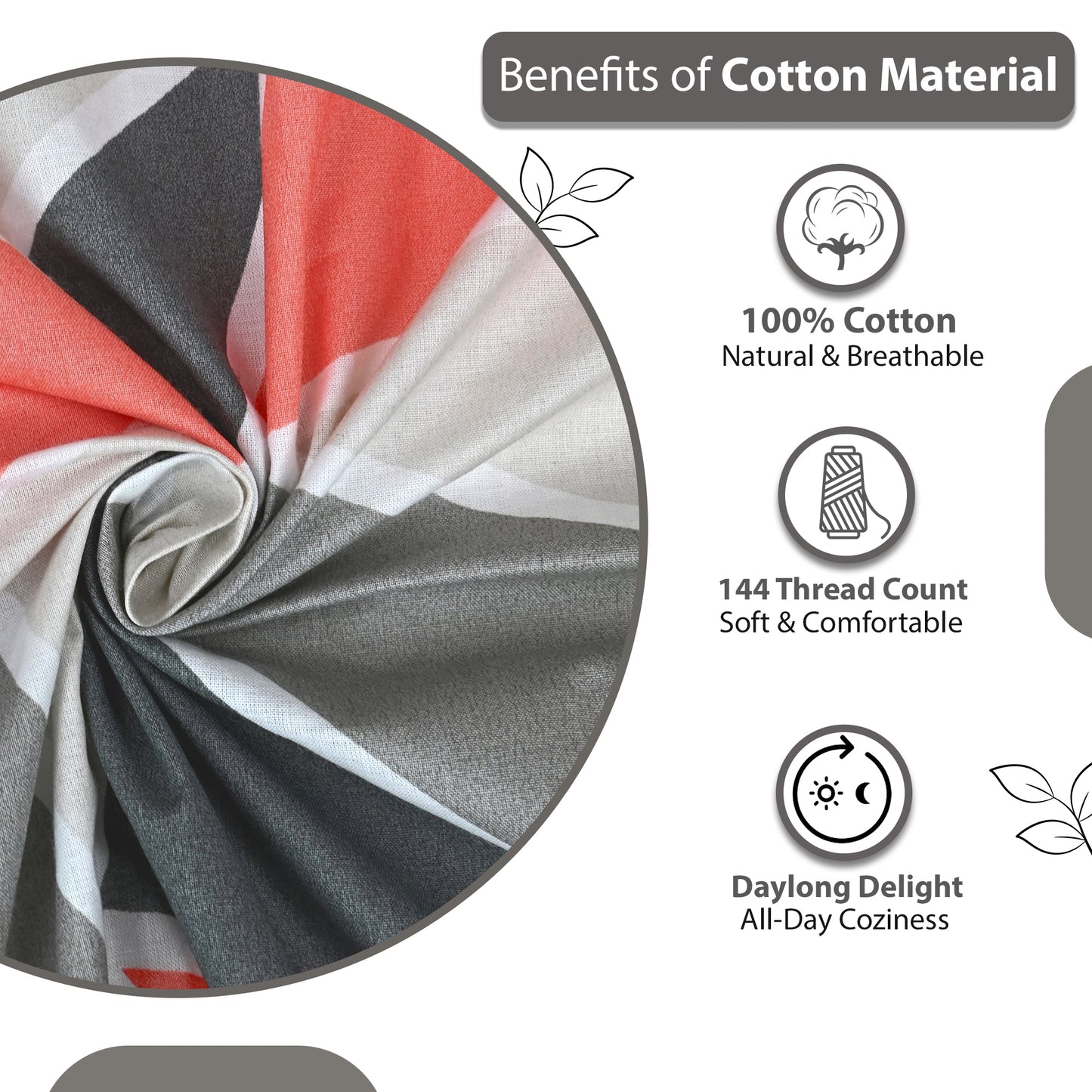 Triangle Red and Grey Print Bedsheet For Single Bed