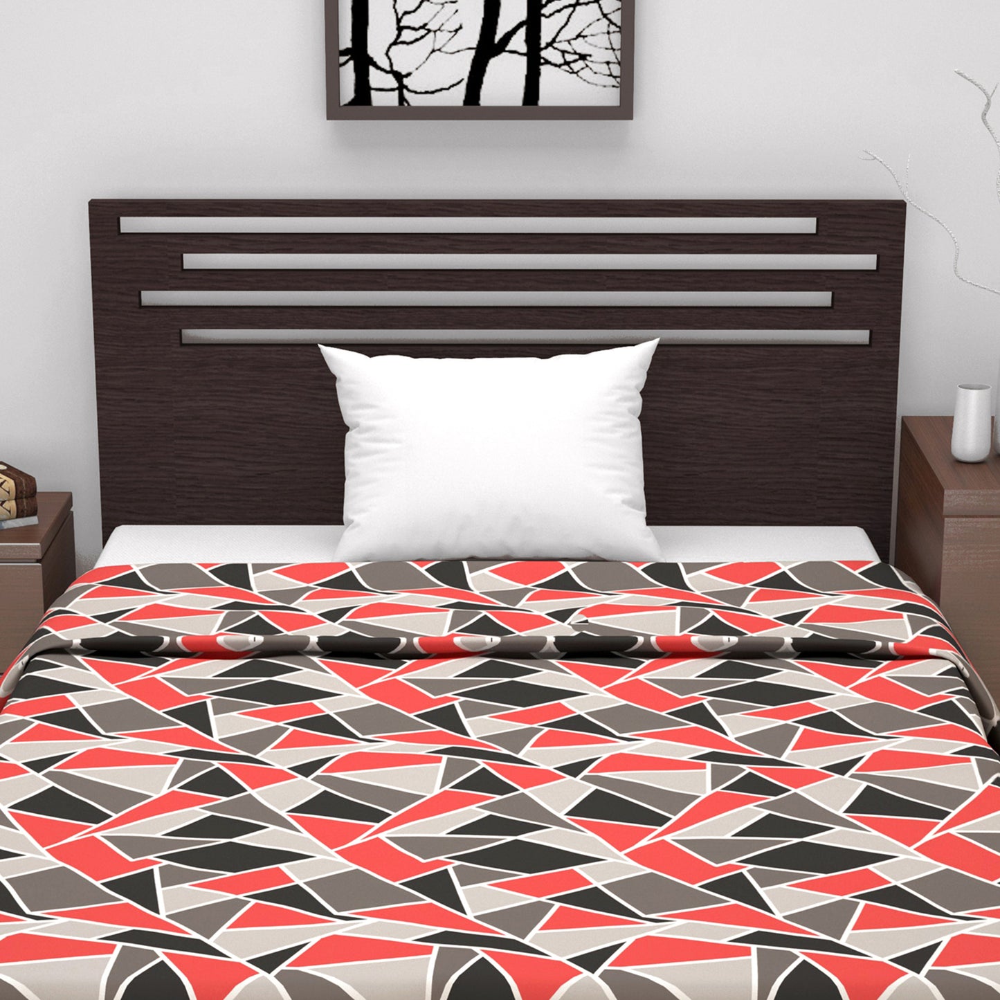 Triangle Red 144 TC 100% Cotton Summer AC Dohar for Single Bed