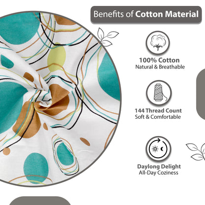 Doodle Round 100% Cotton Bedsheet for Single Bed - Multicolor