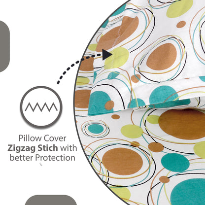 Doodle Round 100% Cotton Bedsheet for Single Bed - Multicolor