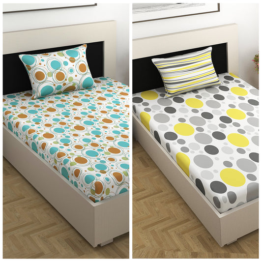 Colorful Polka Dots Combo Bedsheet for Single Bed