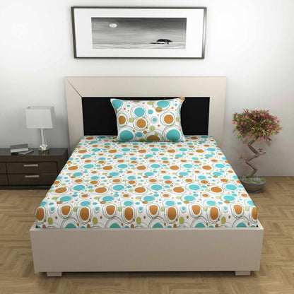 Doodle Round 100% Cotton Bedsheet for Single Bed - Multicolor