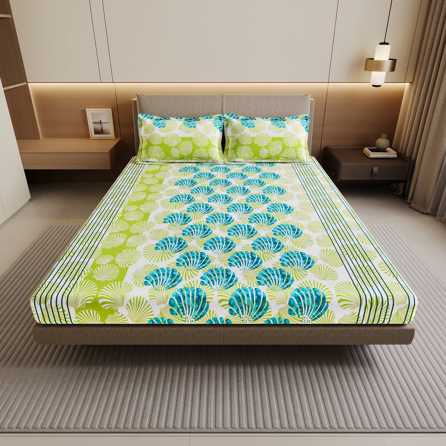 Neutral Floral Bedsheet For Double Bed