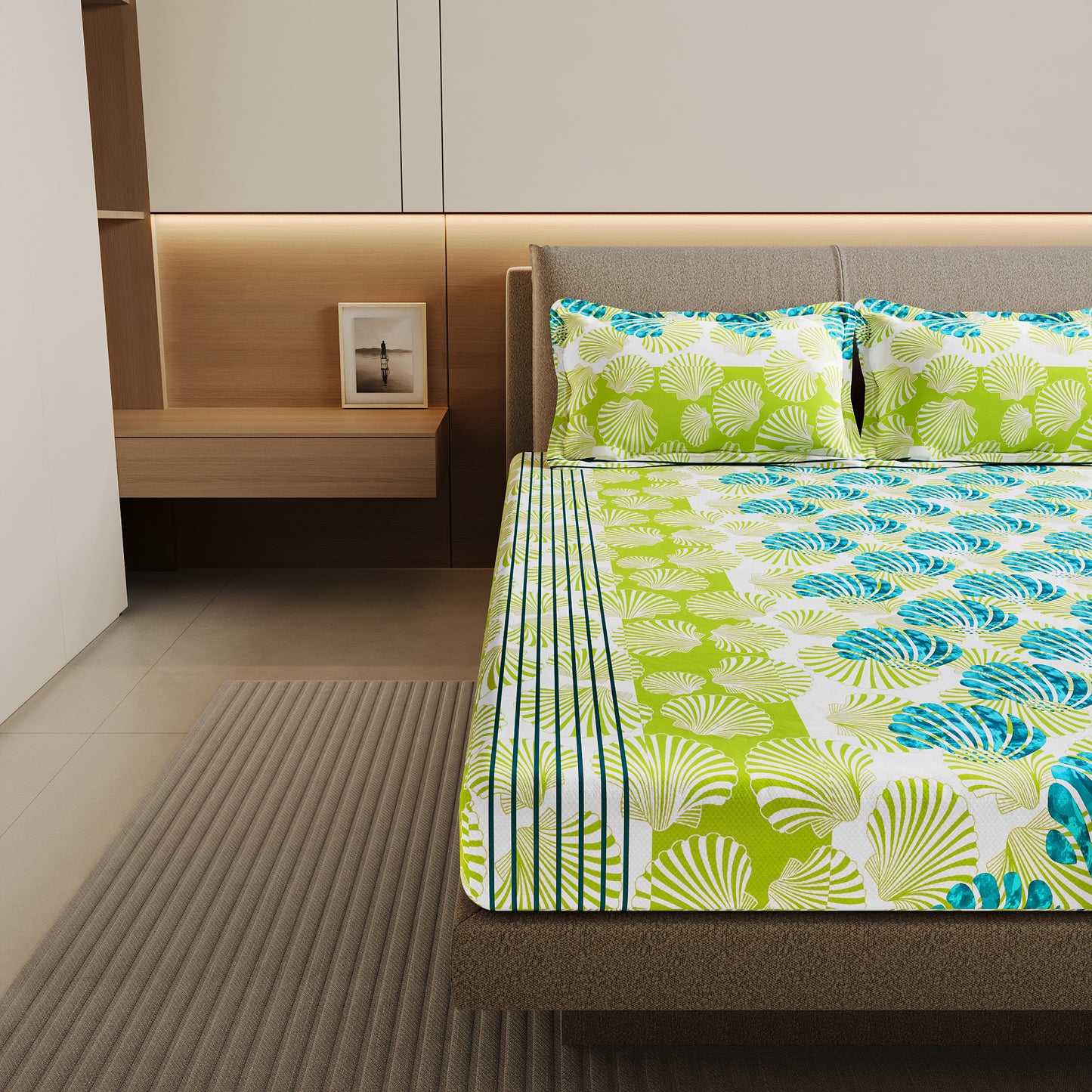 Neutral Floral Bedsheet For Double Bed