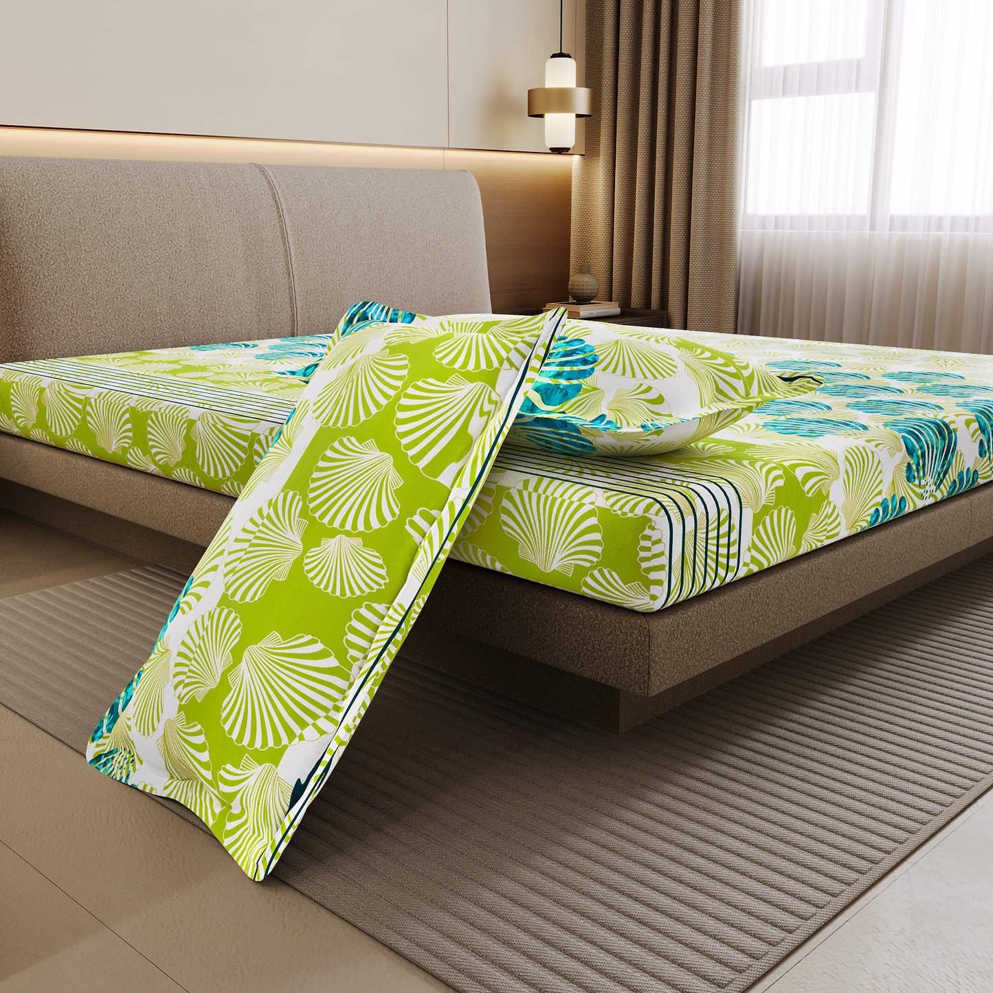 Neutral Floral Bedsheet For Double Bed