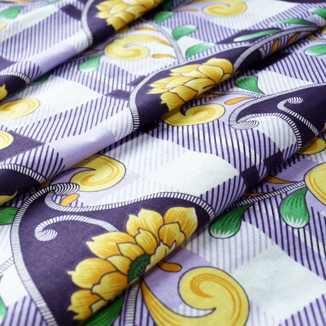 Royal Lilac Floral Double Bed Dohar - 120 GSM Cotton