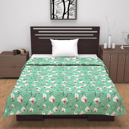 Serene Mint Floral Single Bed Dohar – 120 GSM Cotton