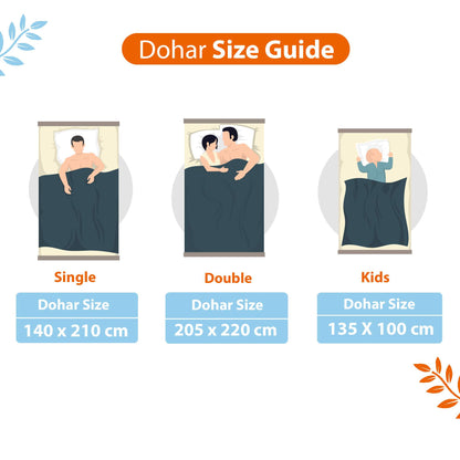 Soft Sky Blue Floral Double Bed Dohar – 120 GSM Cotton