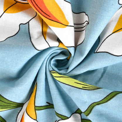 Soft Sky Blue Floral Double Bed Dohar – 120 GSM Cotton