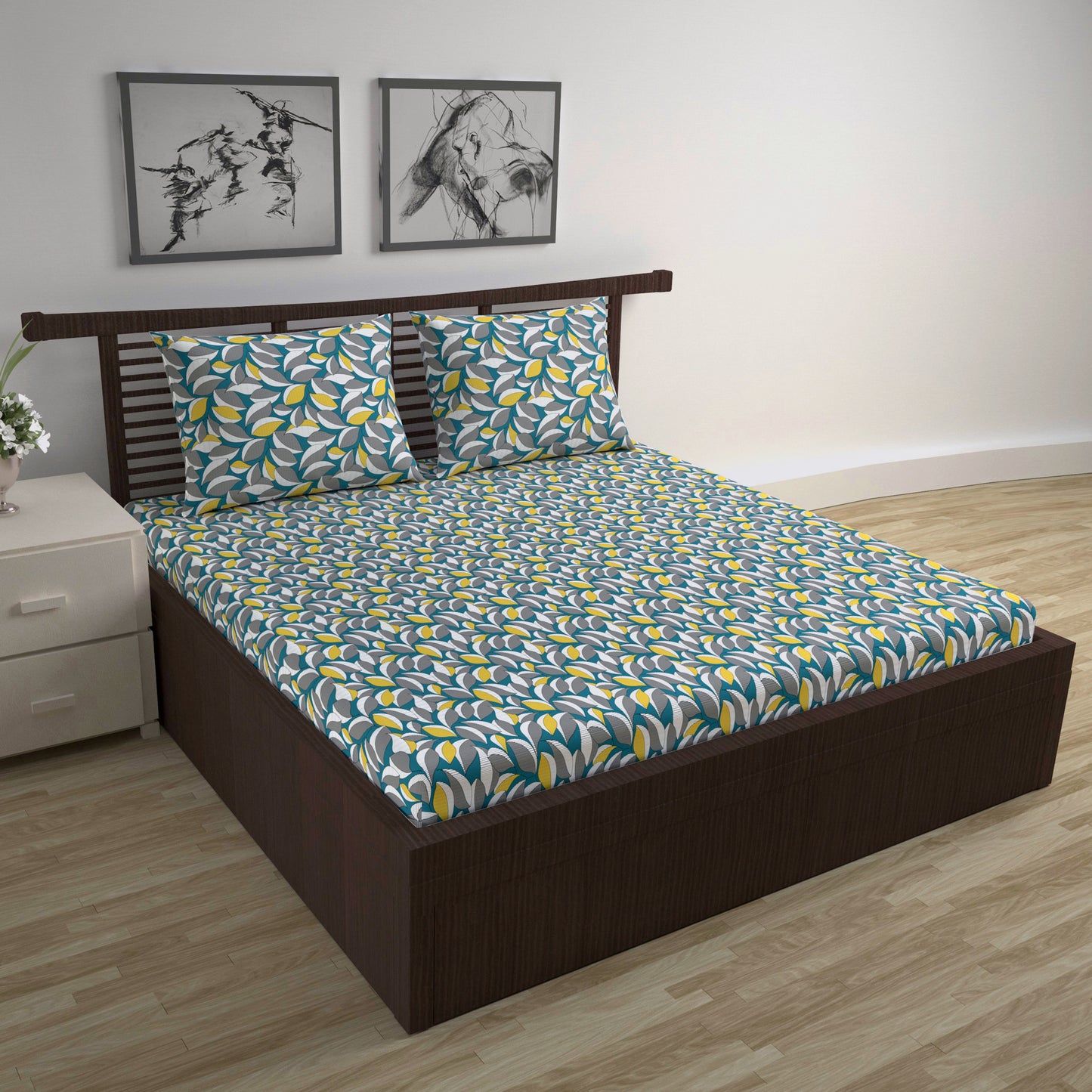 Woody Petals Elegant Bedsheet For Double Bed