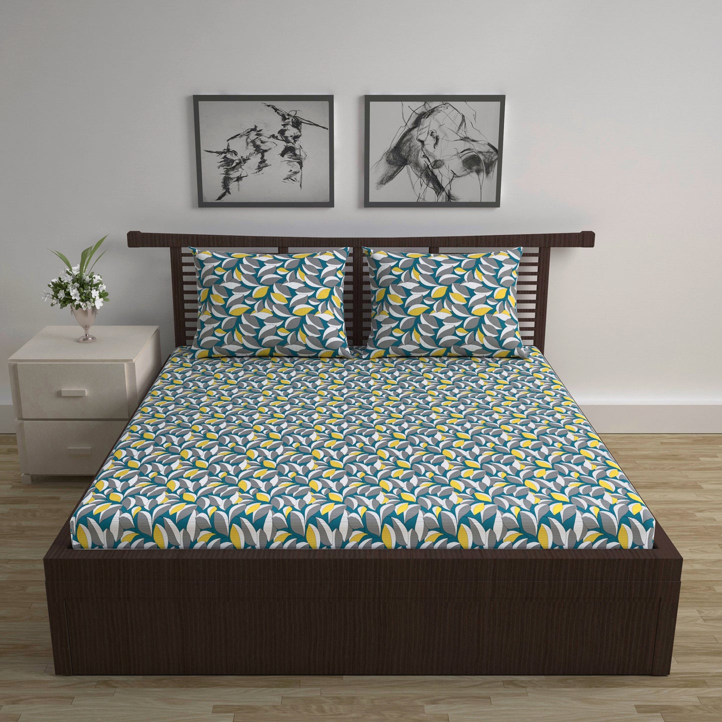 Woody Petals Elegant Bedsheet For Double Bed