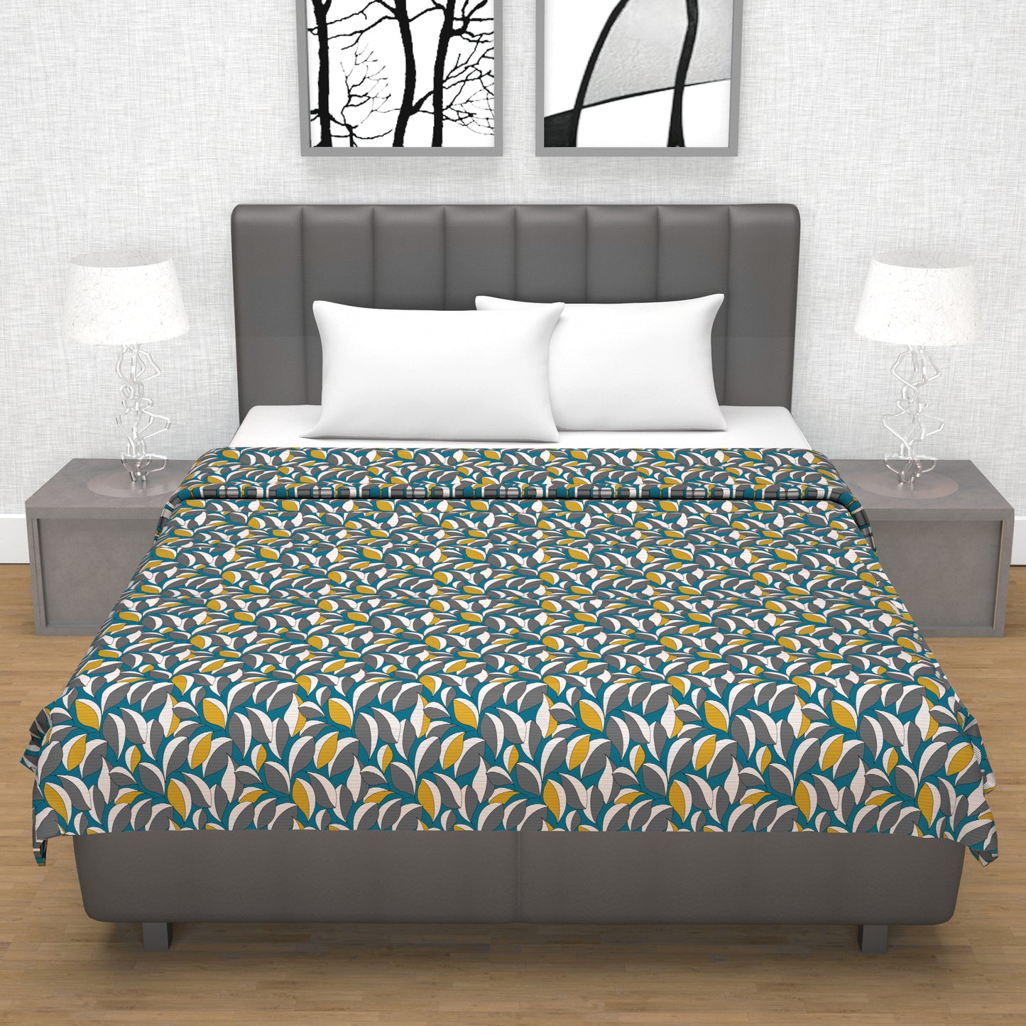 Rustic Brown Floral Double Bed Dohar – 120 GSM Cotton