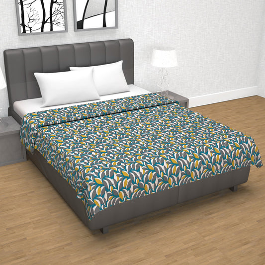 Rustic Brown Floral Double Bed Dohar – 120 GSM Cotton