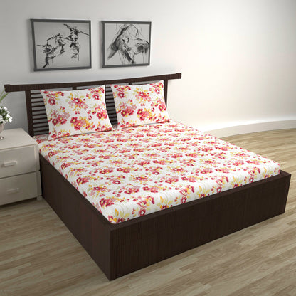 Rosy Retreat Elegant Double Bed Bedsheet