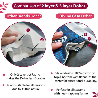 120 GSM Blush Pink Floral Cotton Single Bed Dohar