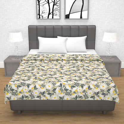 Classic Yellow Floral Double Bed Dohar – 120 GSM Cotton