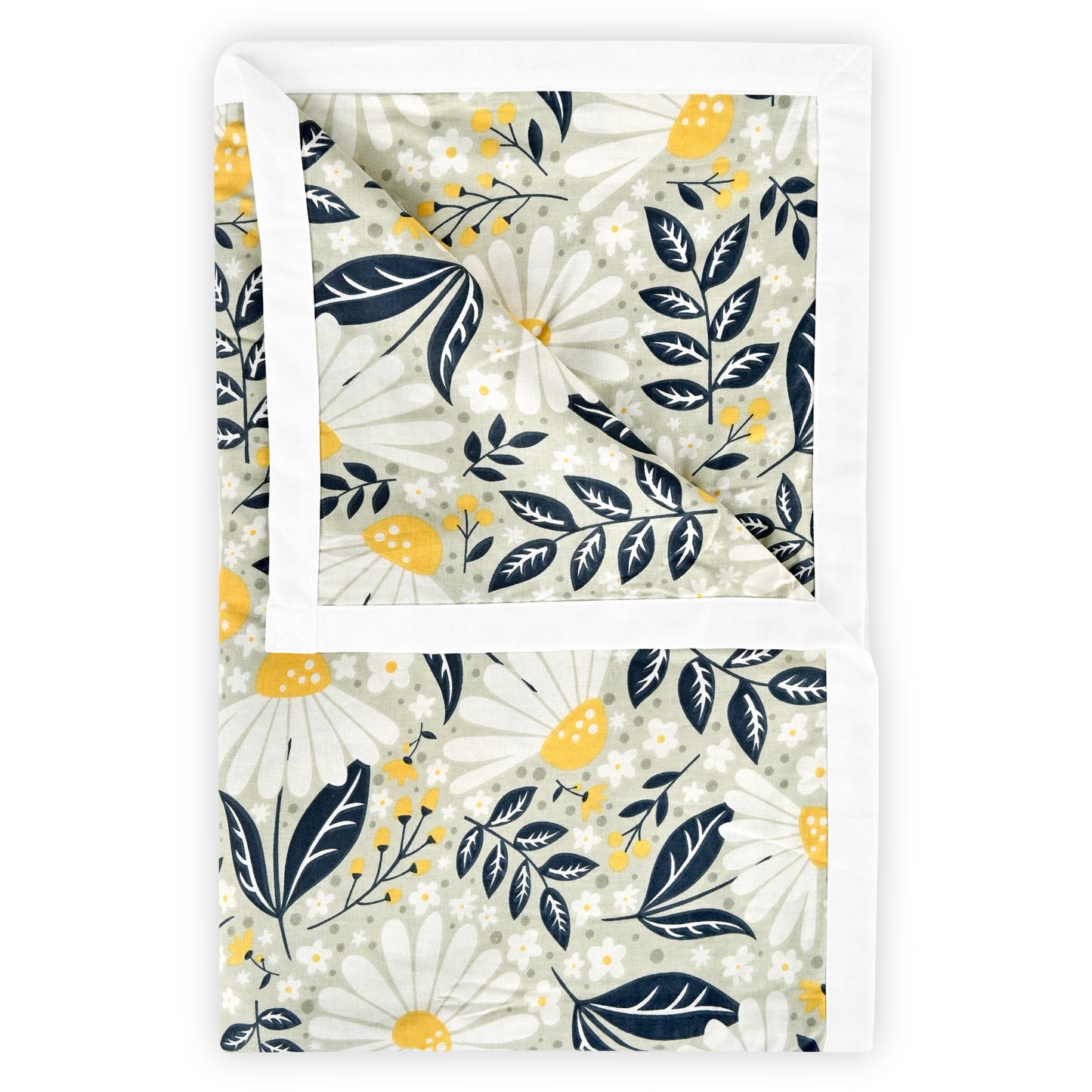Classic Yellow Floral Double Bed Dohar – 120 GSM Cotton