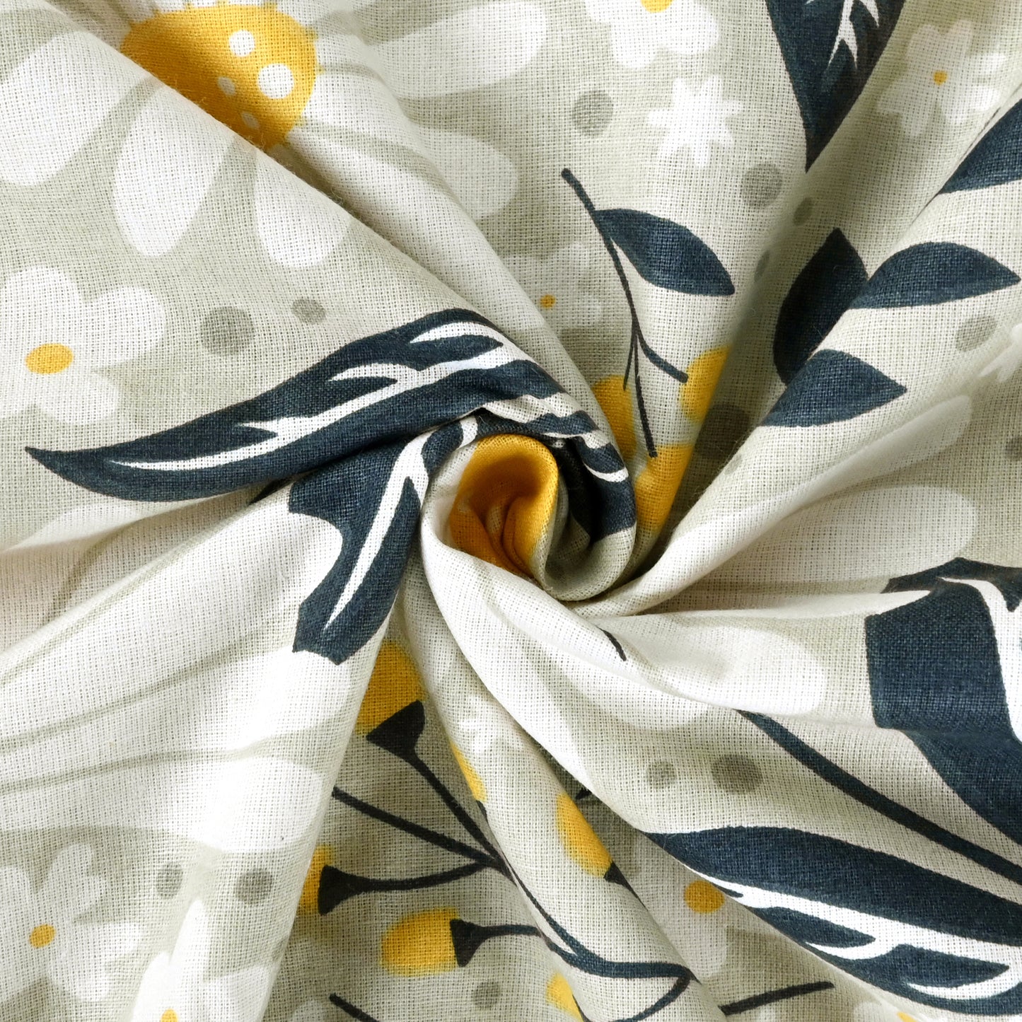 Classic Yellow Floral Double Bed Dohar – 120 GSM Cotton
