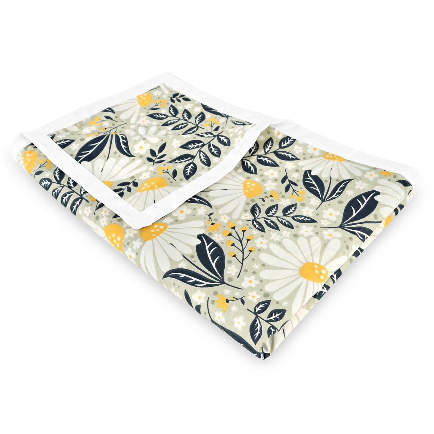 Classic Yellow Floral Double Bed Dohar – 120 GSM Cotton