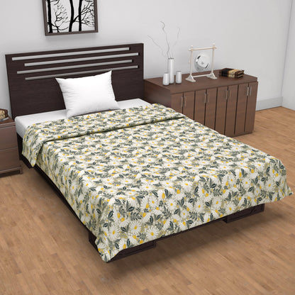 120 GSM Classic Yellow Floral Cotton Single Bed Dohar