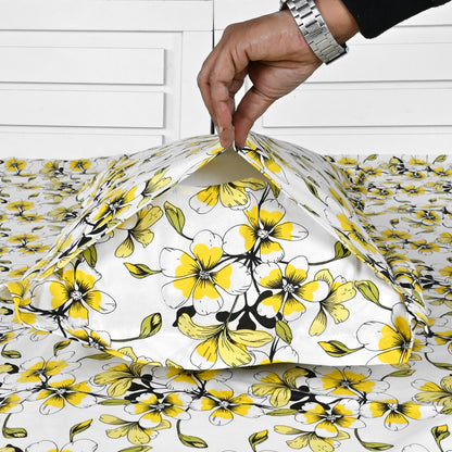 Daffodil Yellow Elegant Double Bed Bedsheet