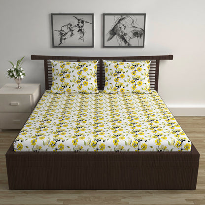 Daffodil Yellow Elegant Double Bed Bedsheet