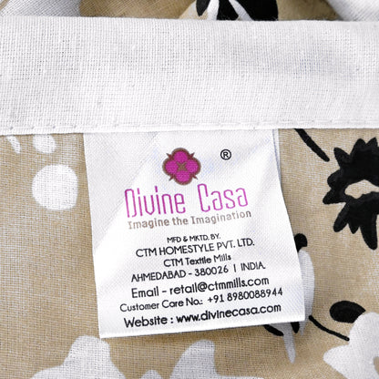 Beige Sunflower Floral Single Cotton Dohar – 144 TC Pure Cotton