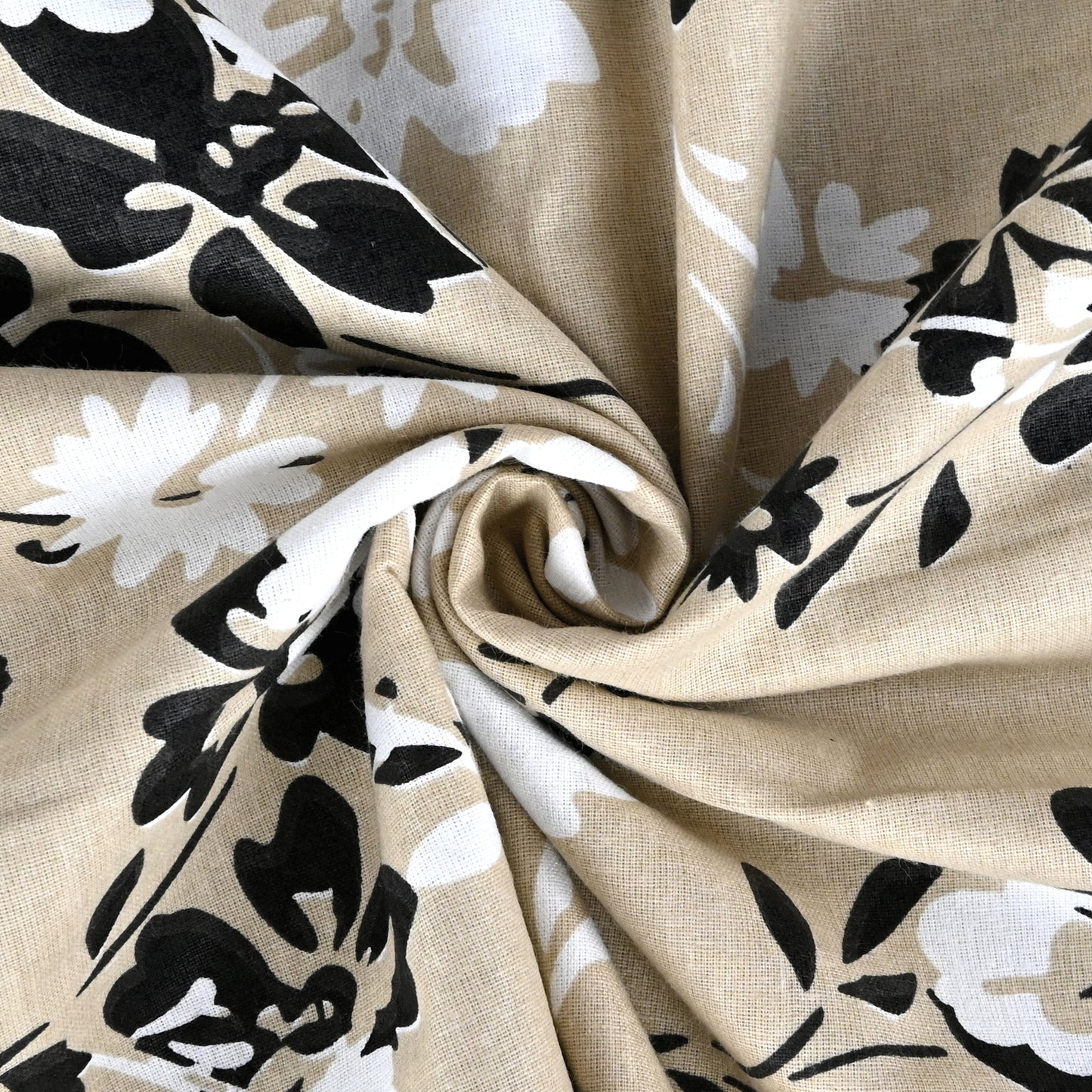 Beige Sunflower Floral Single Cotton Dohar – 144 TC Pure Cotton