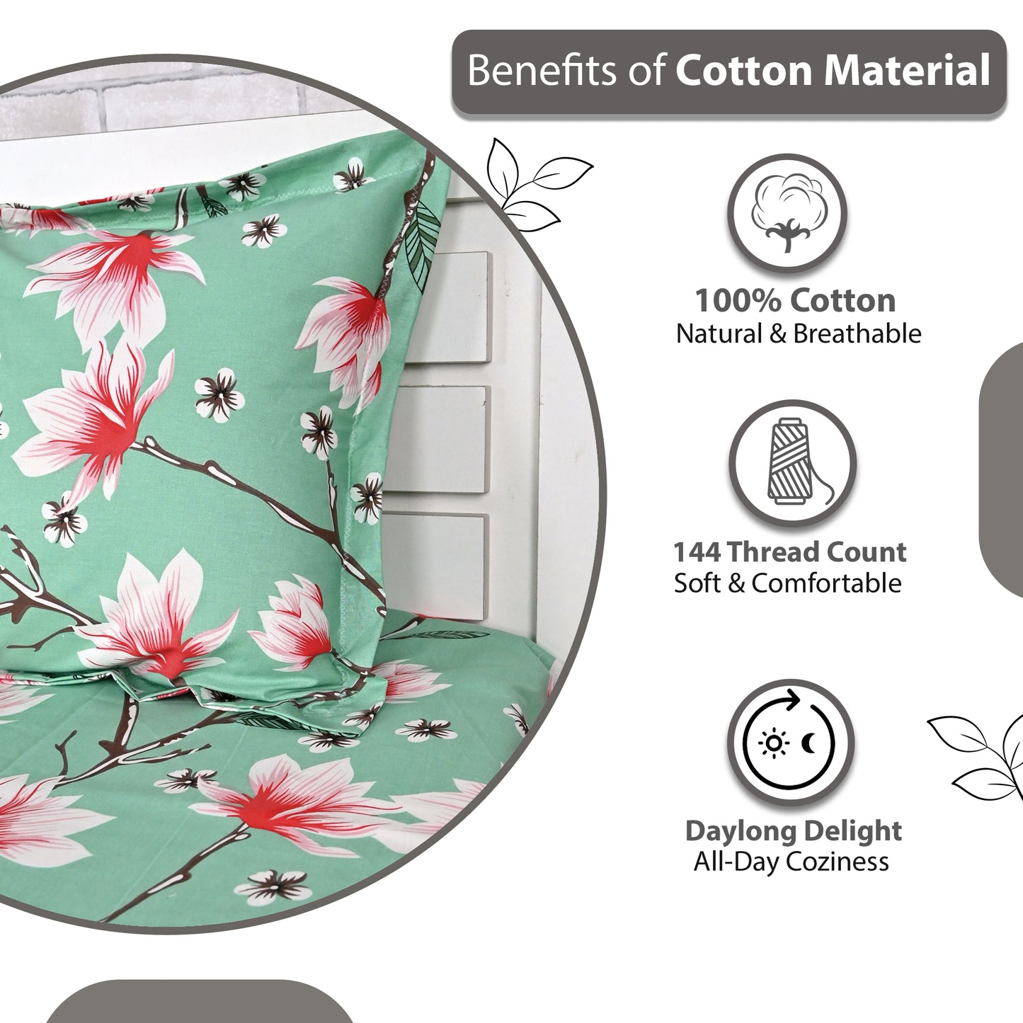 Blossom Haven Mint Elegant Double Bed Bedsheet