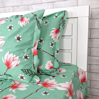 Blossom Haven Mint Elegant Double Bed Bedsheet