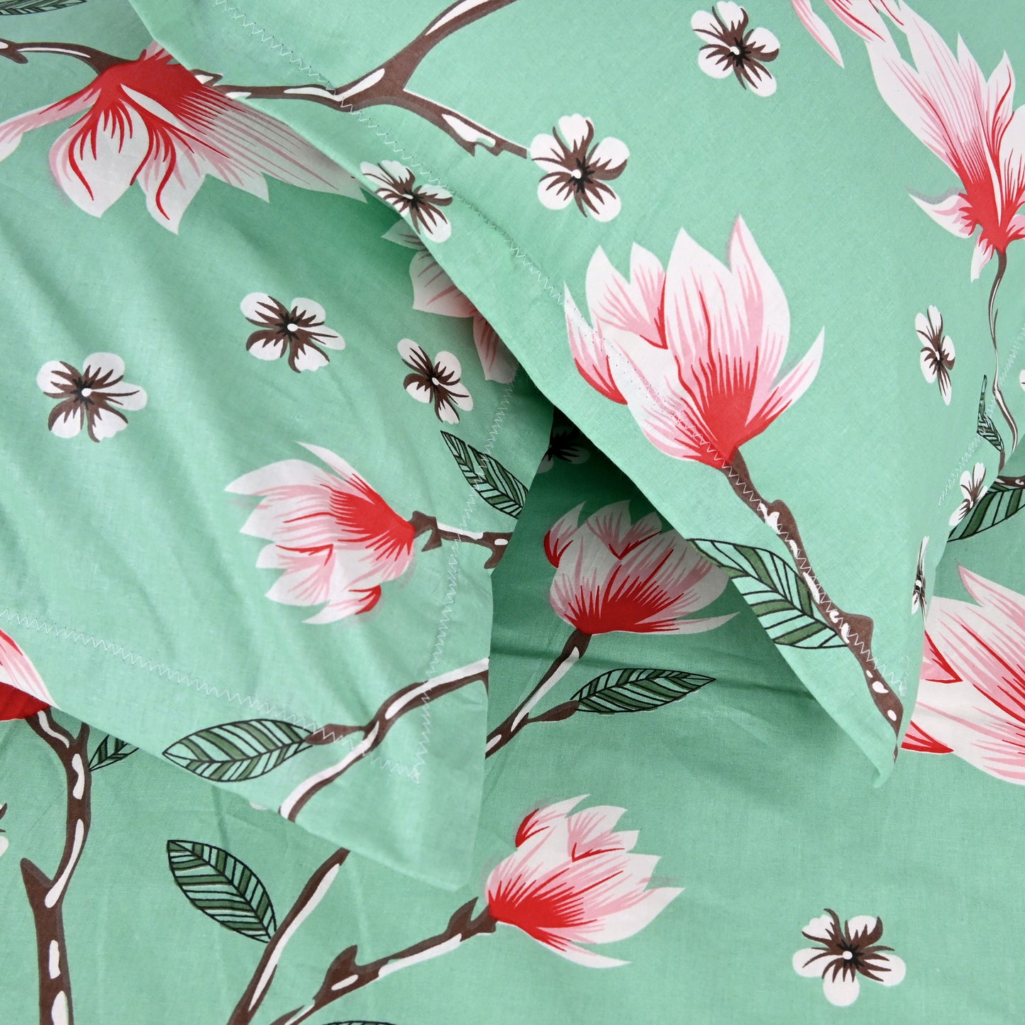 Blossom Haven Mint Elegant Double Bed Bedsheet