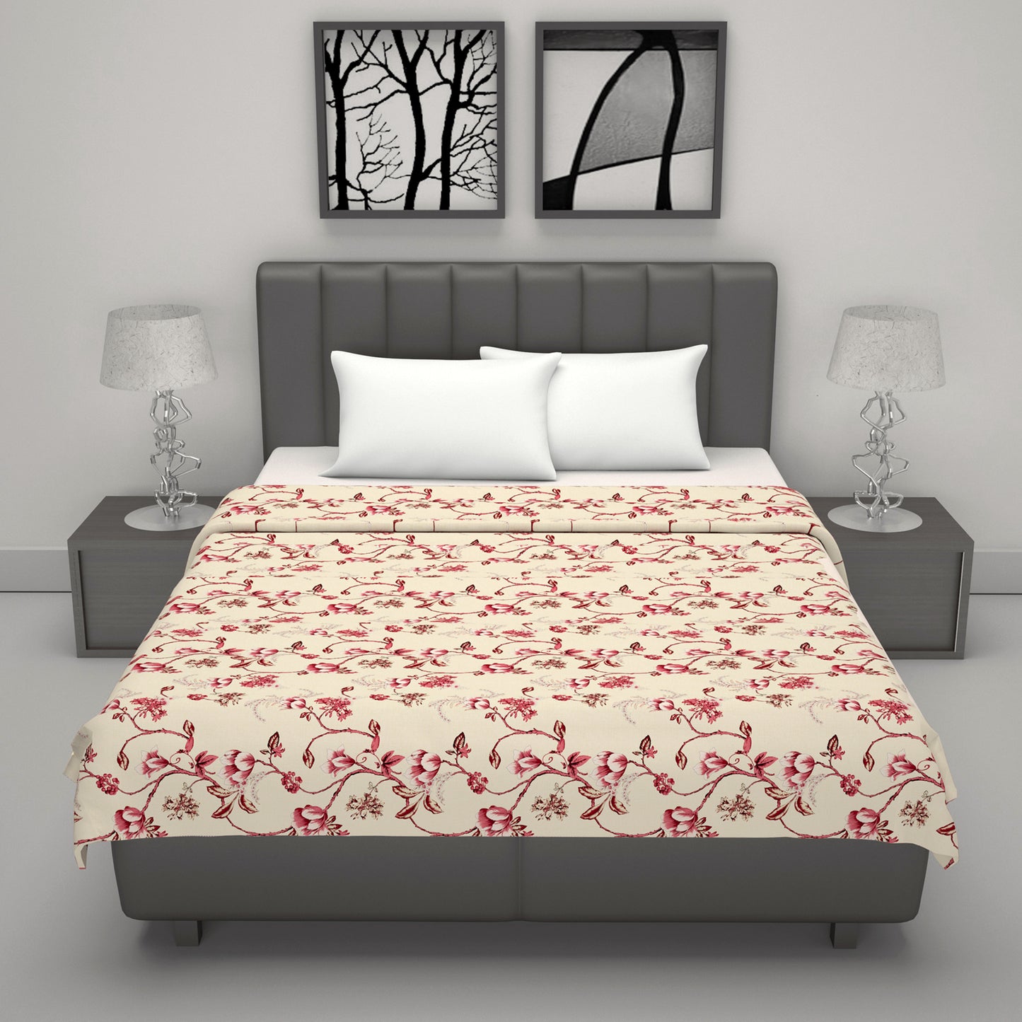 Sky Blue Mist Floral Double Bed Dohar – 120 GSM Cotton