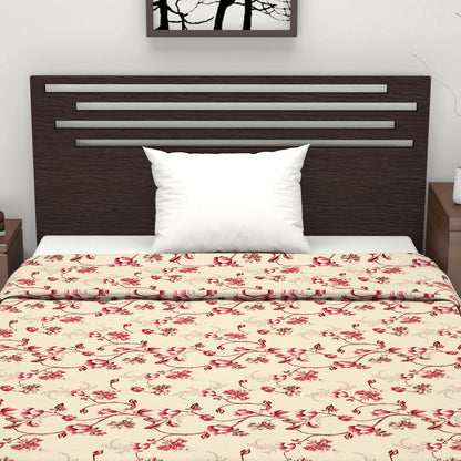 Summer Fern Floral Cotton Dohar For Single Bed - 144 TC