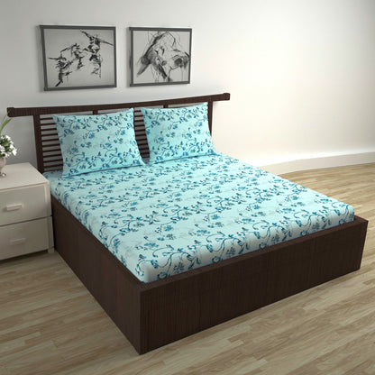 Winter Fern Elegant Print Double Bed Bedsheet