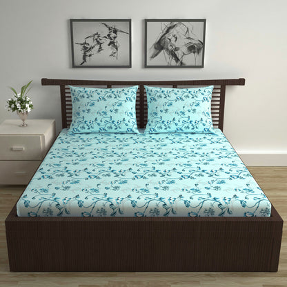 Winter Fern Elegant Print Double Bed Bedsheet