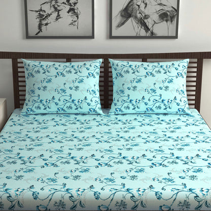 Winter Fern Elegant Print Double Bed Bedsheet