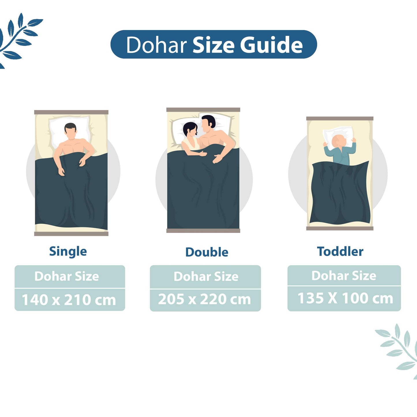 Frost Blue Floral Single Bed Dohar – 120 GSM Cotton