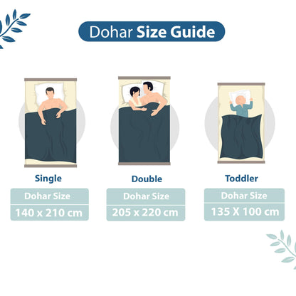 Frost Blue Floral Double Bed Dohar – 120 GSM Cotton