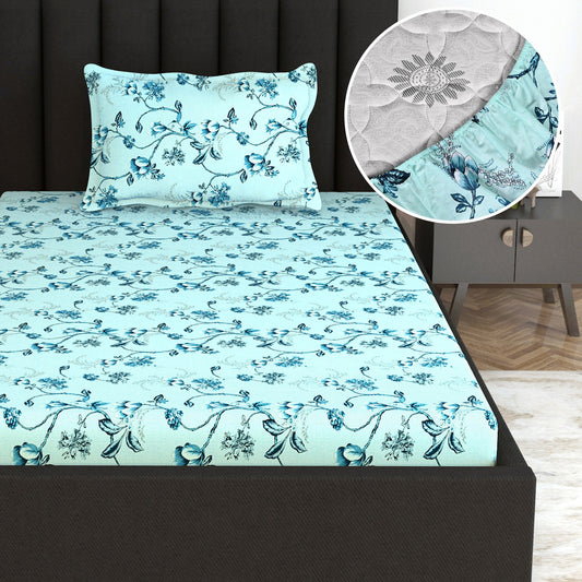 Winter Fern Deep Pocket Elastic Fitted Bedsheet For Single Bed