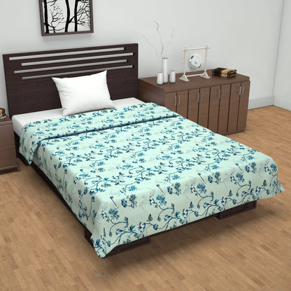 Frost Blue Floral Single Bed Dohar – 120 GSM Cotton